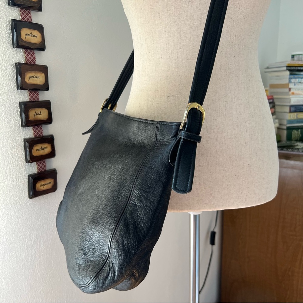 Tignanello Genuine Leather Black Hobo Large Crossbody Purse